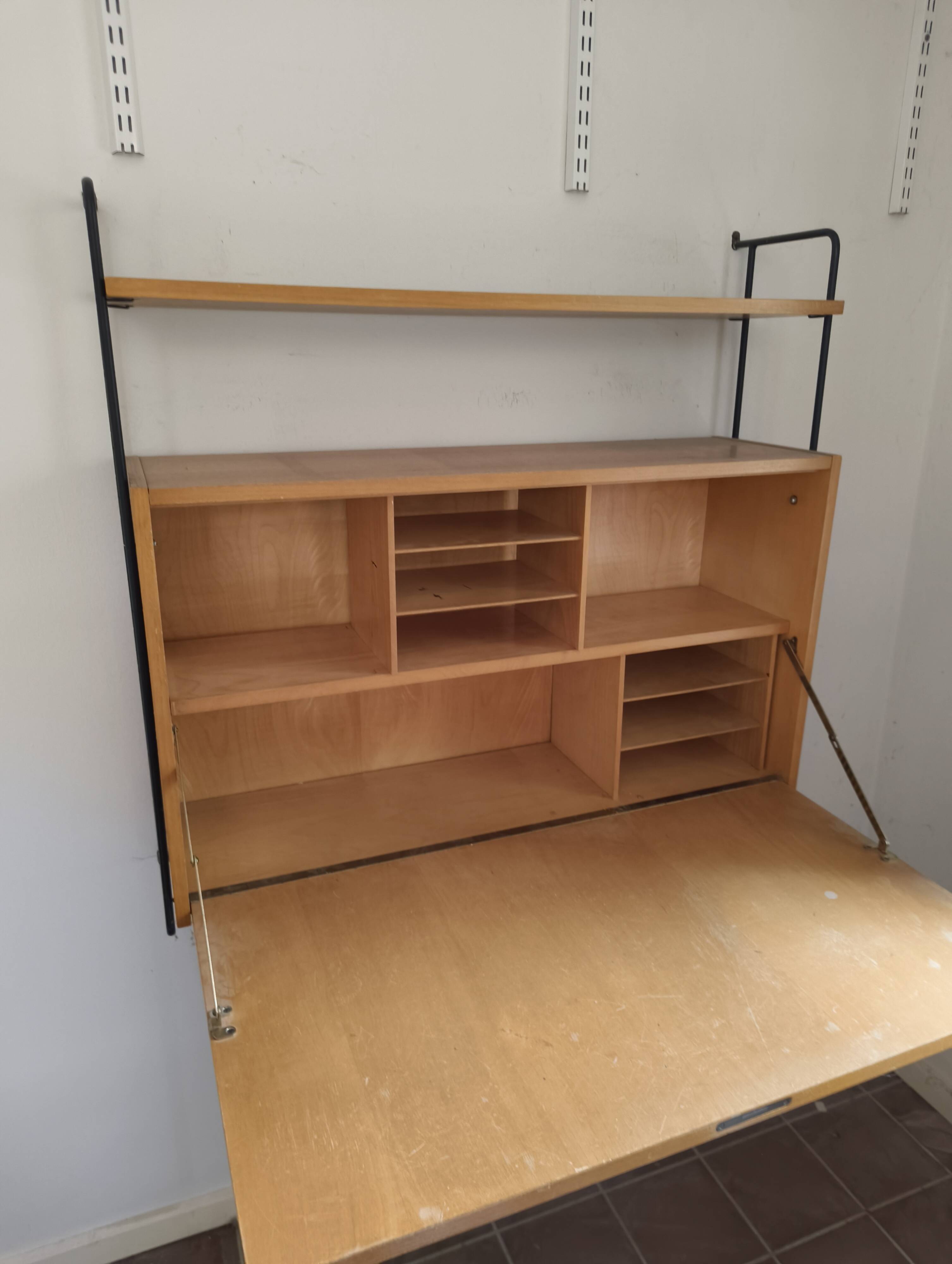 wall shelf unit secretary desk by Ernst Dieter Hilker for Omnia, 60s