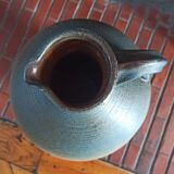 Vintage large pitcher vase in artisanal stoneware.