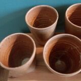 Set of 8 hand-turned stoneware cups or glasses