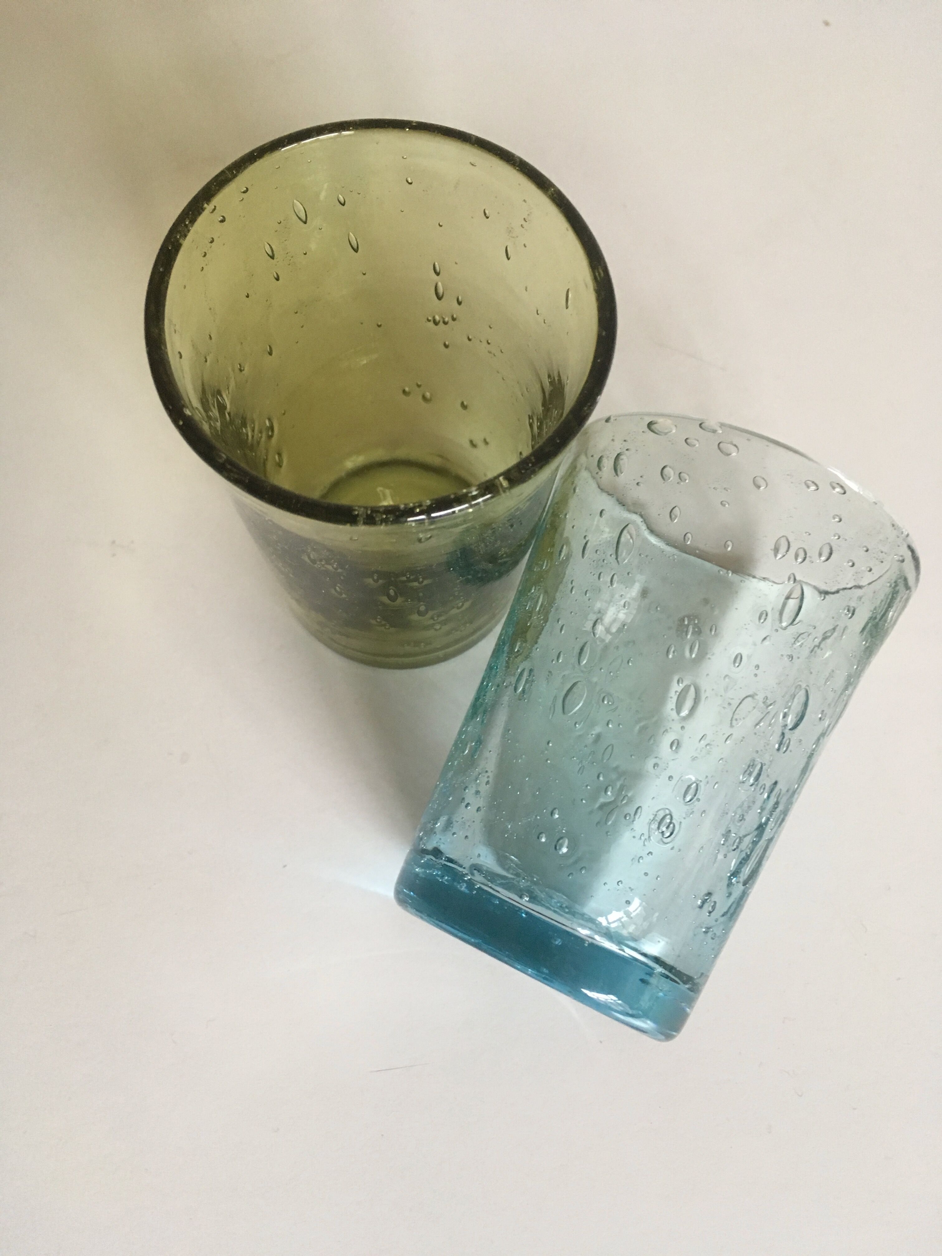 Pair bubble Biot glass shots