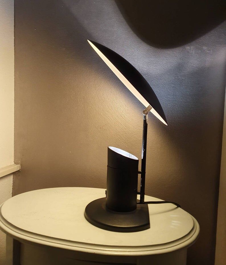 80s black yellow vintage plastic desk lamp