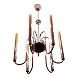 Lustre 1950s en laiton et laiton chromé à 6 lumières