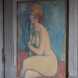 Painting signed Béchon-Sauzeau, painting of a nude woman, oil on canvas