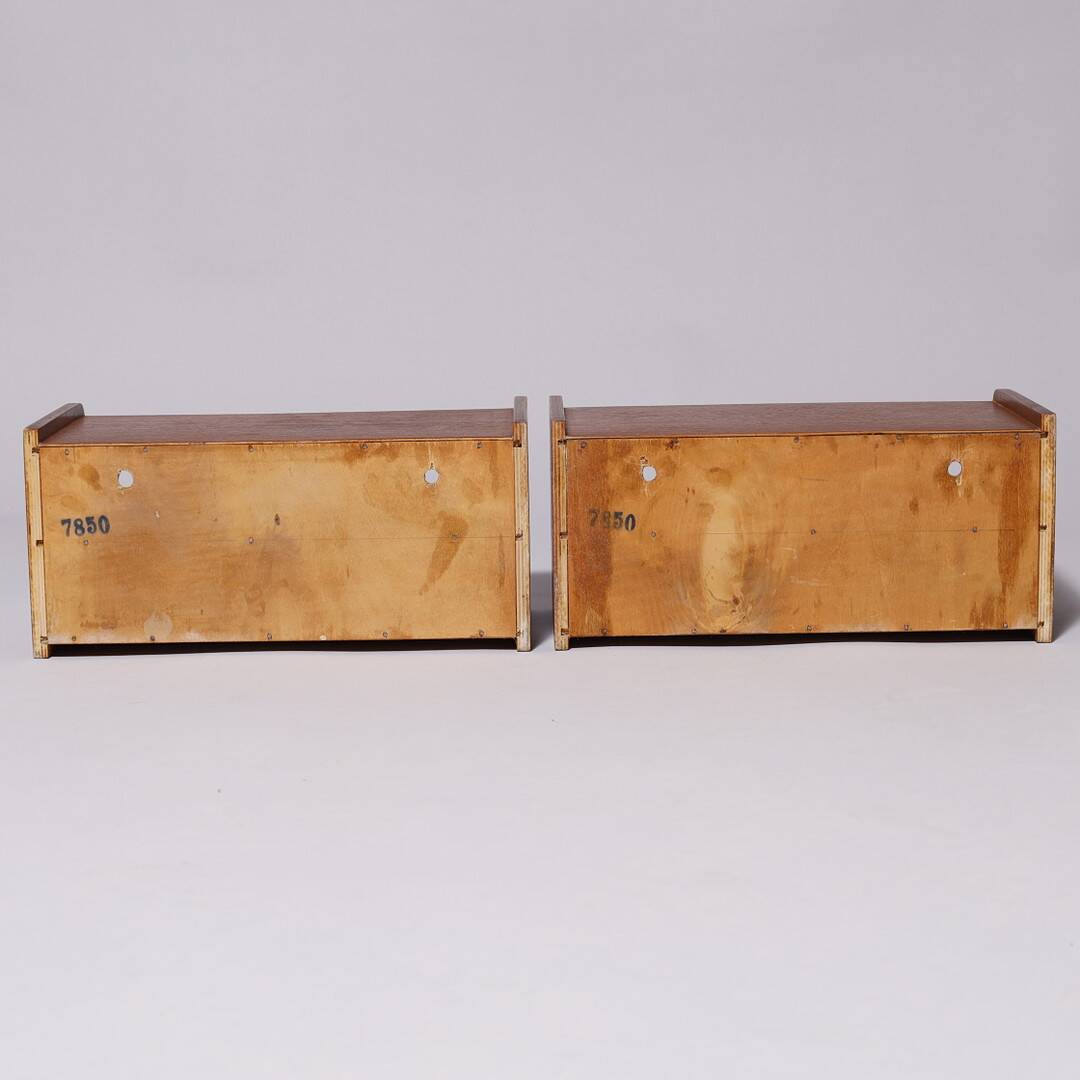 2x Danish MCM floating nightstands in teak 60s