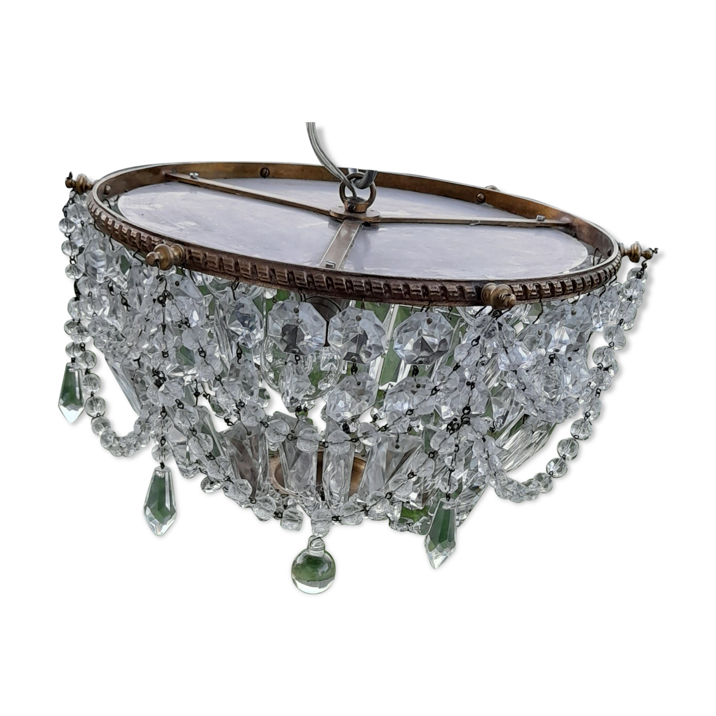 Bronze ceiling chandelier with crystal grapevines diam 30 cm