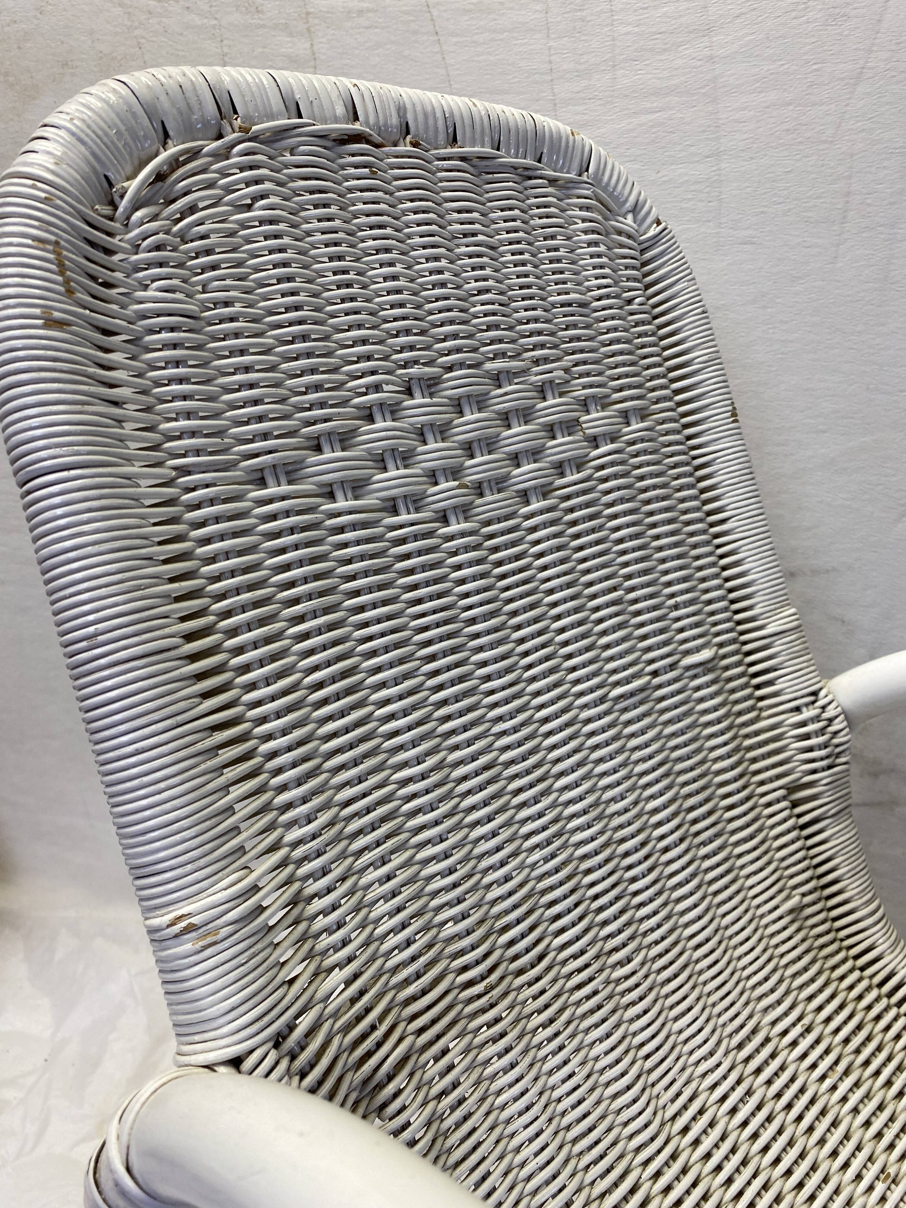 White rattan rocking chair