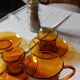 Service Duralex Vintage Orange Soaked Glass 6 cups Tea Sauces Pot