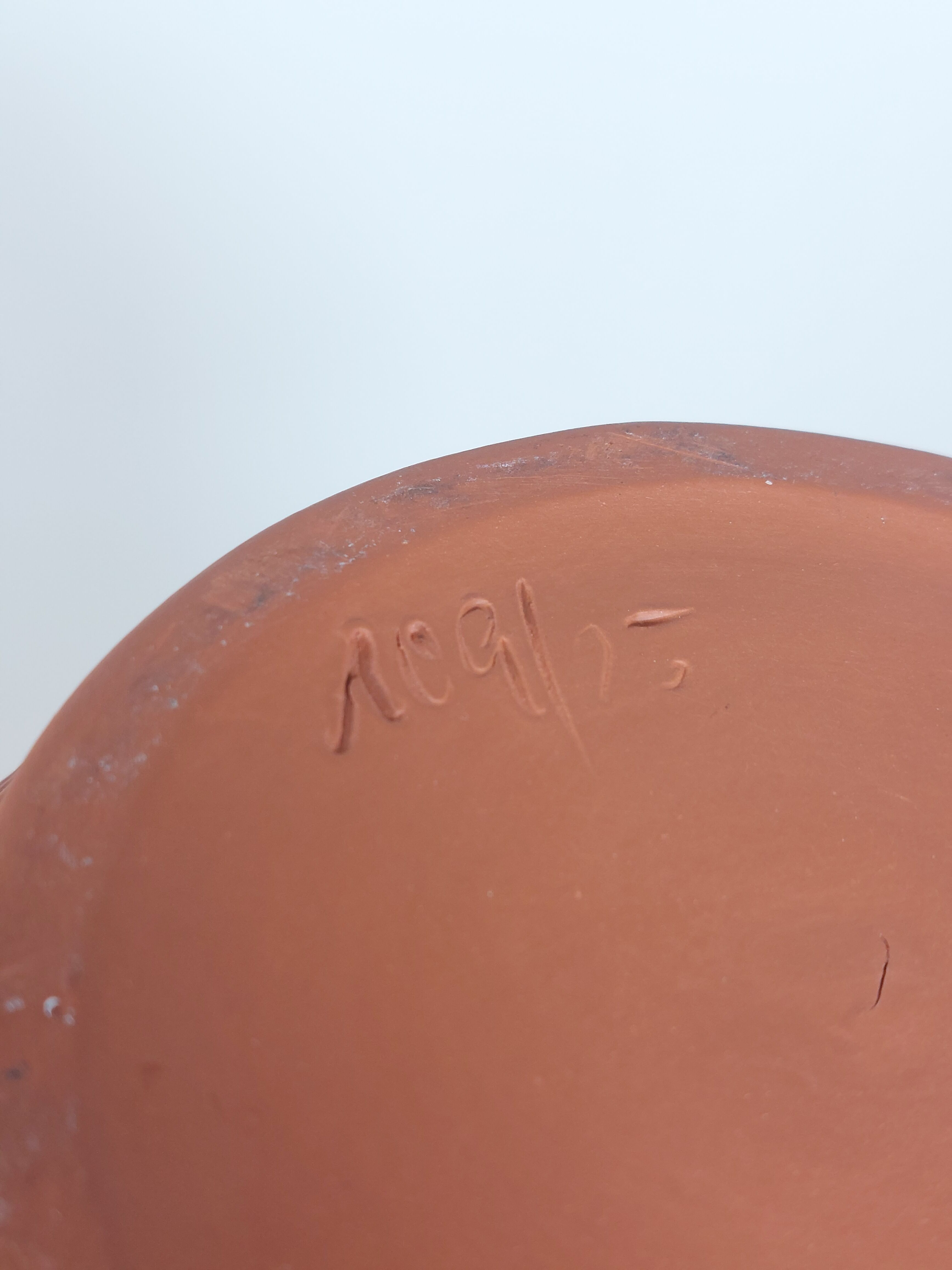 Pair of handcrafted terracotta vases from the mid-century.