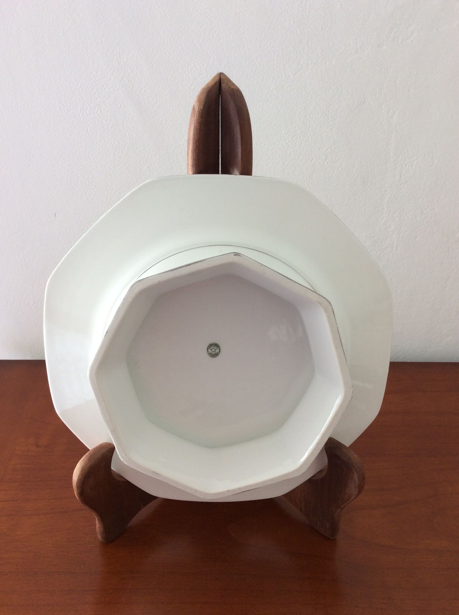 Servant dish on pedestal, octagonal, Limoges porcelain - vintage
