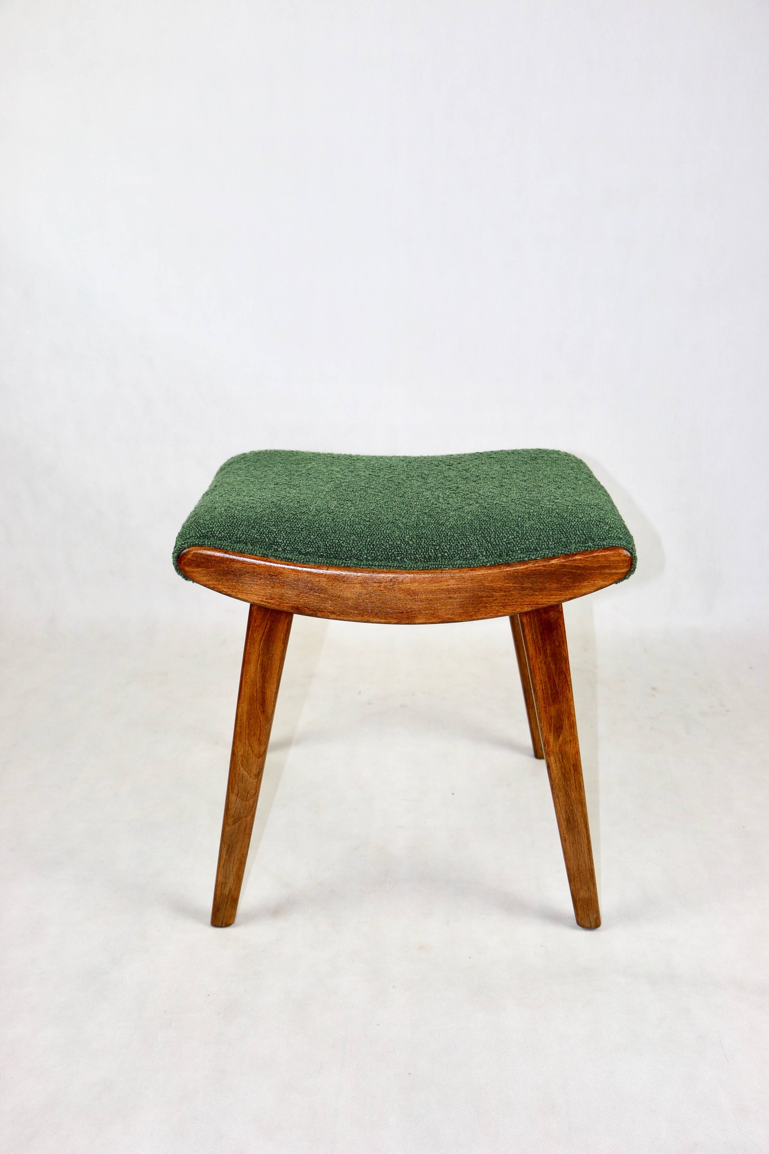Green boucle Art Deco stool seat - 2 pieces available