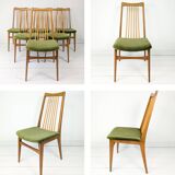 Lot de 6 chaises rembourrées Benze Mid Century avec entretoises en bois vert Design danois vintage des années 70