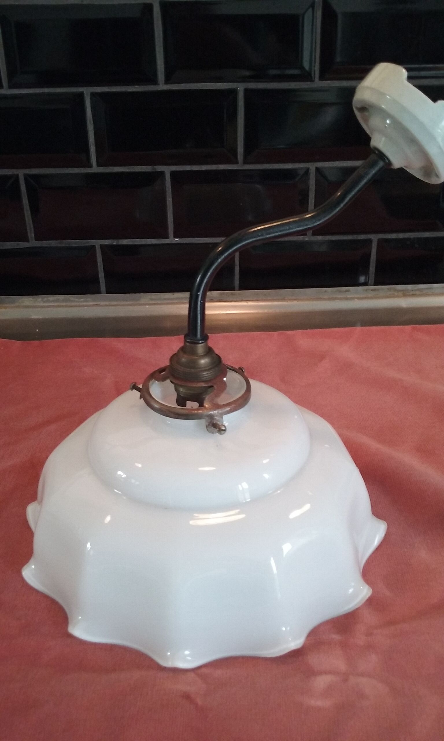 Ceramic wall lamp and glass