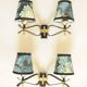 Pair of vintage black and gold wall lights - 18th century foliage lampshade