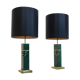 Pair of Green and Brass Mid Century Modern Table Lamps