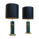 Pair of Green and Brass Mid Century Modern Table Lamps