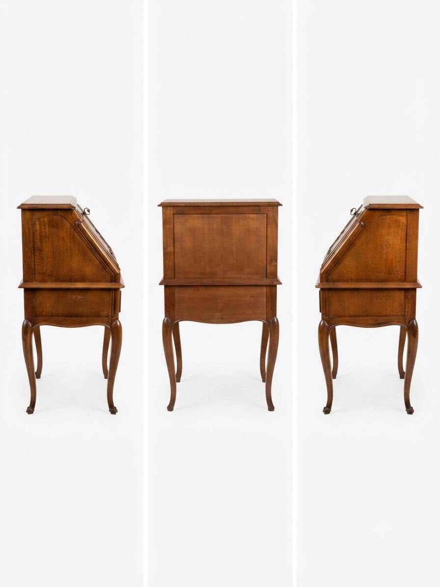 Secrétaire vintage en bois fruitier – Style Louis XV – Avec sa clé