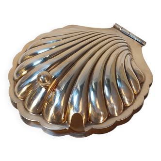 Silver-plated metal shell table butter dish with hallmarks - Art Deco