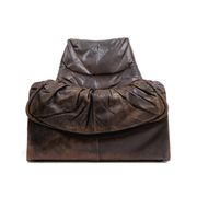 Vintage leather Brutalist armchairs