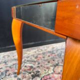 Small wooden coffee table with a mirror from the 1950s.
