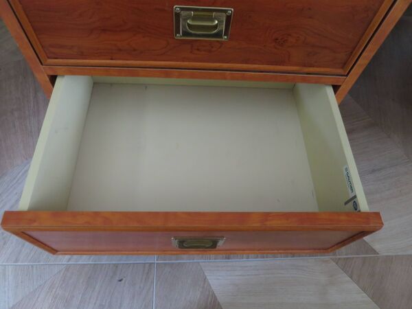 Elégant bureau Gautier fonctionnel-Large plateau à rabats-2 tiroirs-Tablette coulissante-années 90