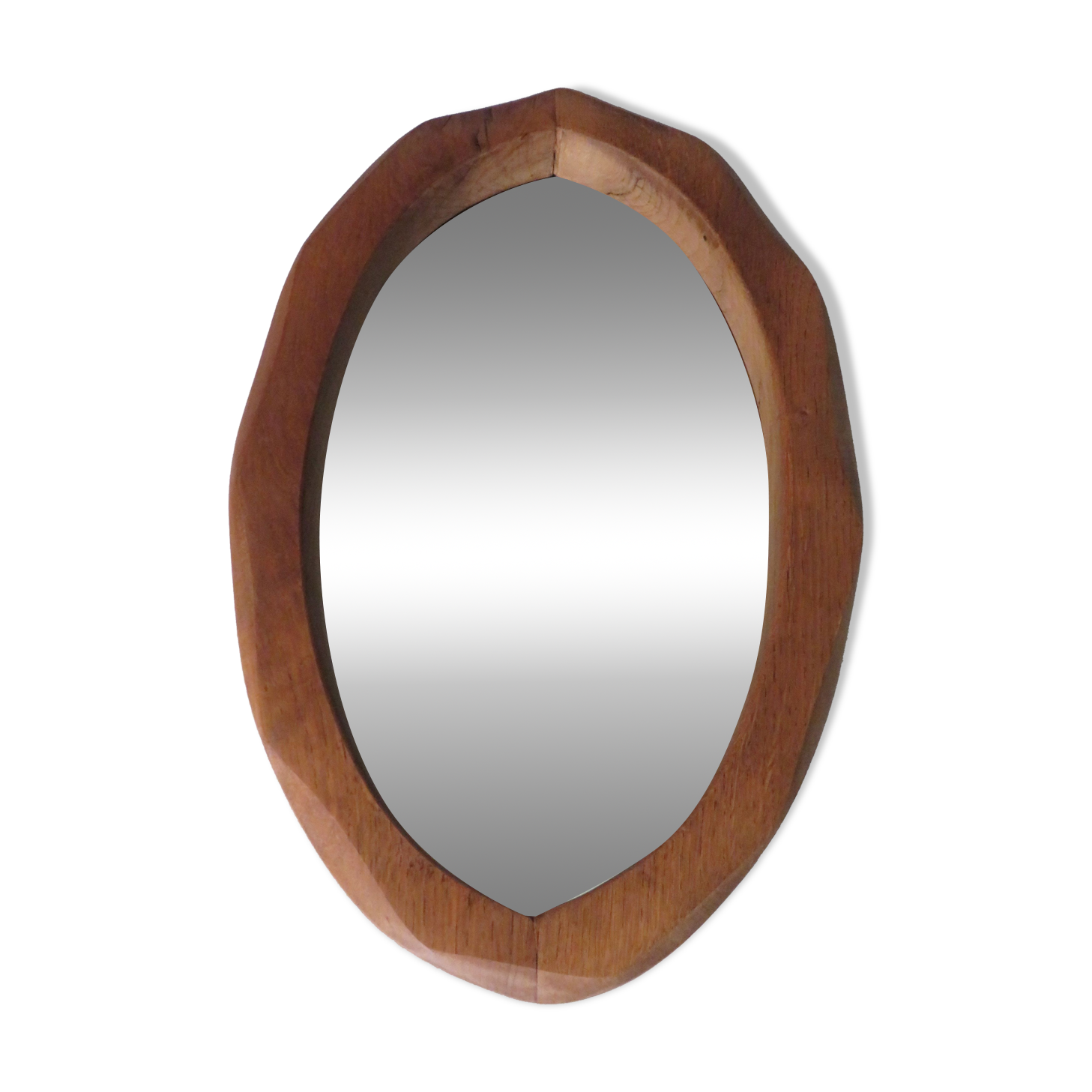 Brutalist mirror in solid oak, hand carved, Belgium 1970