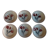 Series of six Orchies earthenware dessert plates model Simone