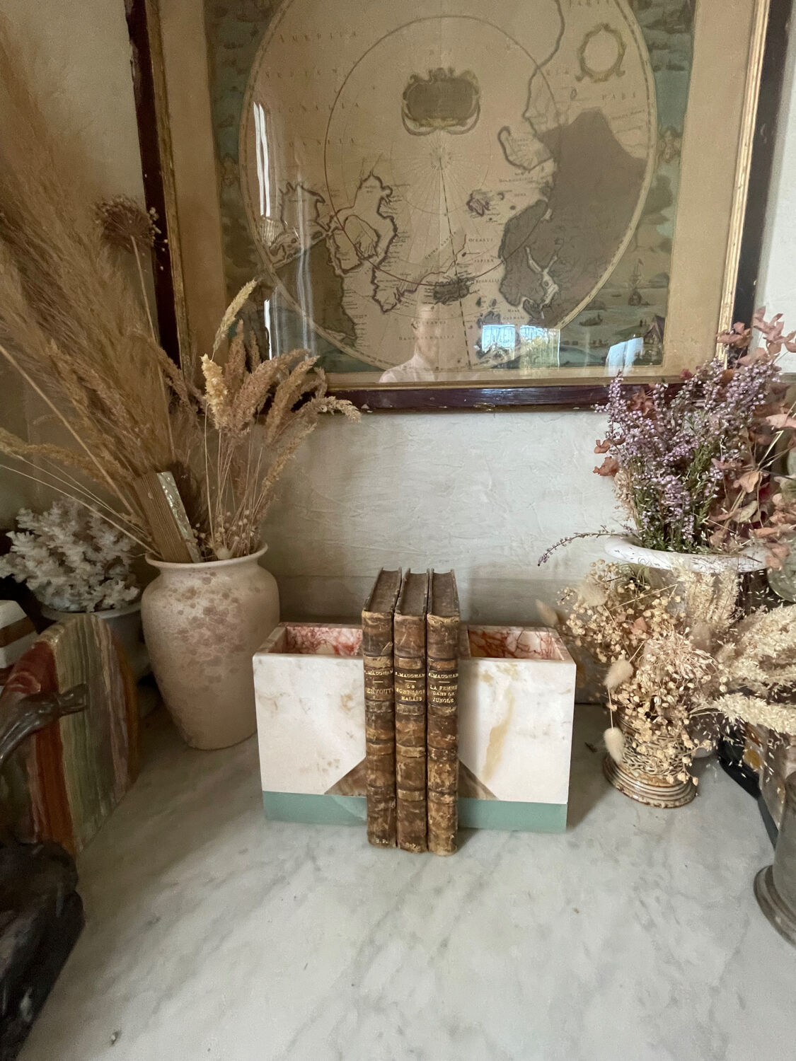 Pair of Art Deco marble and onyx bookends