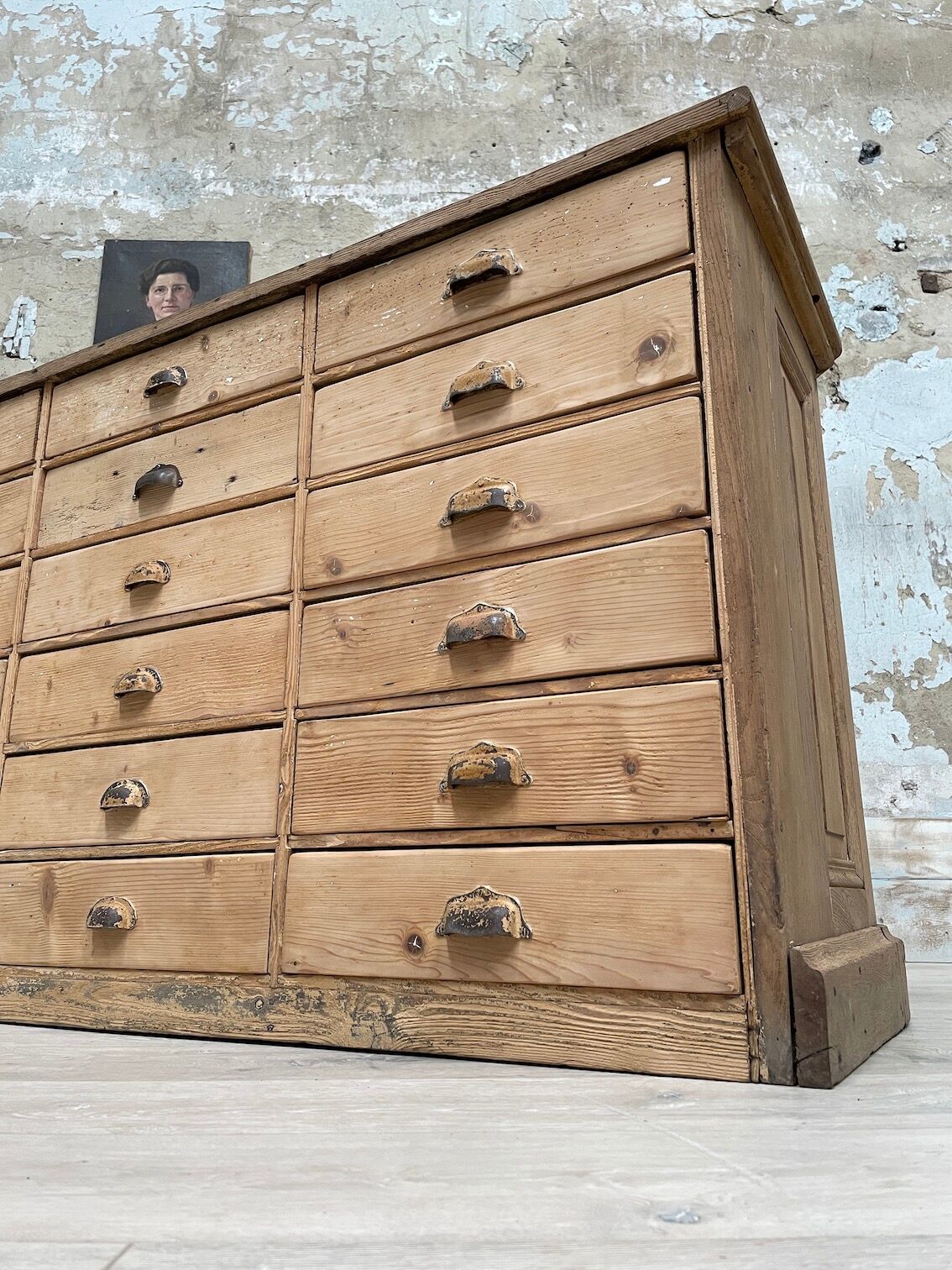 Bank store counter with drawers, circa 1900.