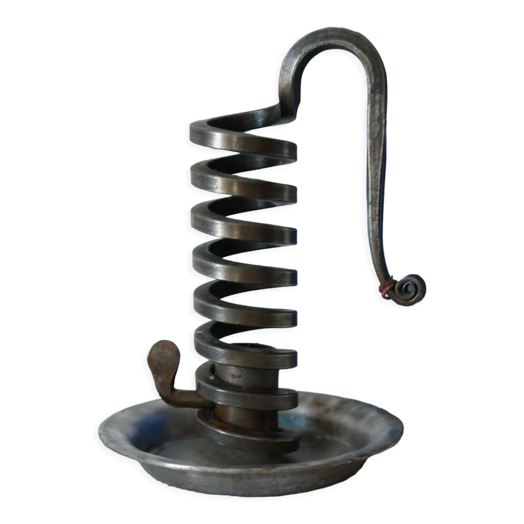 Candlestick cellar rat spiral iron artisanal Bouillot vintage