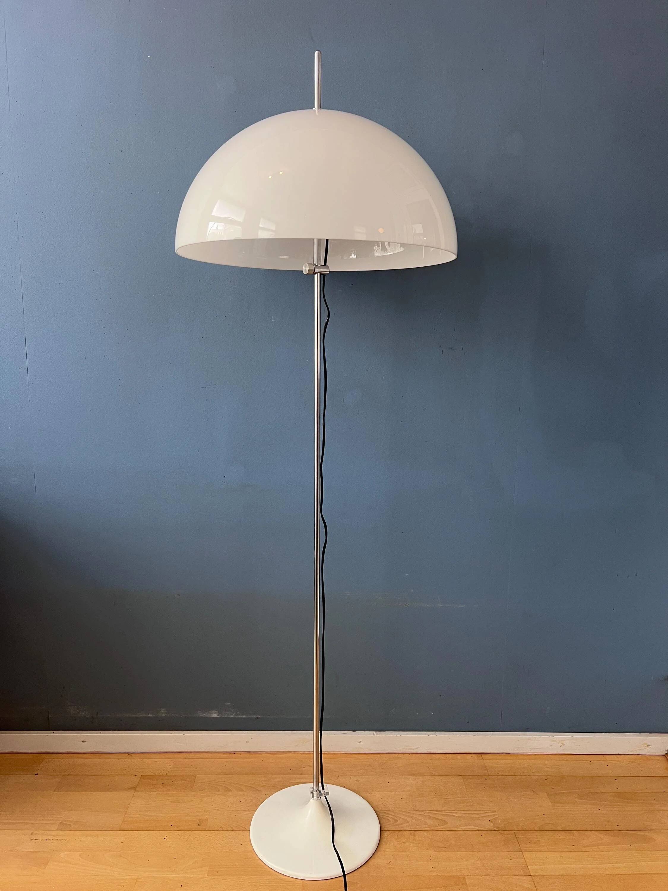 Vintage GEPO Space Age mushroom floor lamp, white acrylic glass shade.