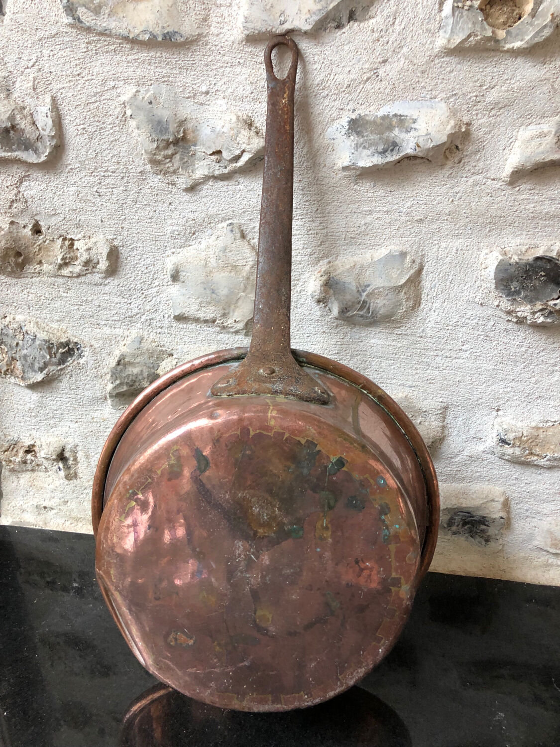 Antique copper pan