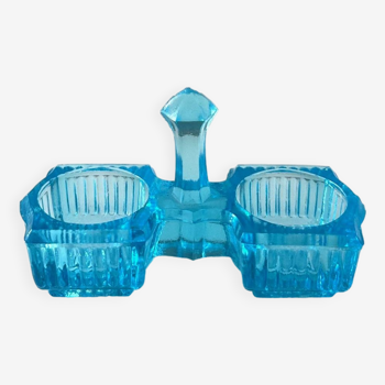 Art Deco saliere, salt and pepper menagerie turquois