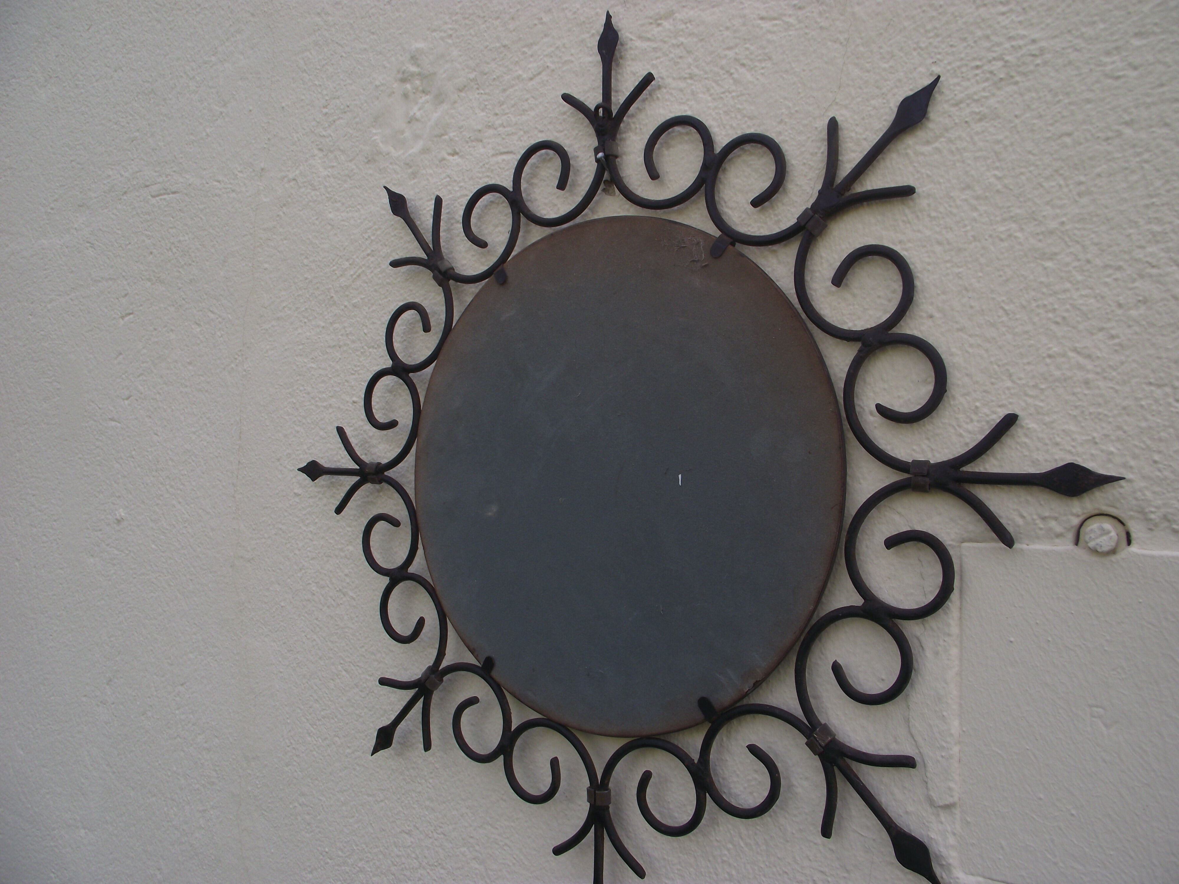 Mirror sun of the 50s in wrought iron and brass 55cm
