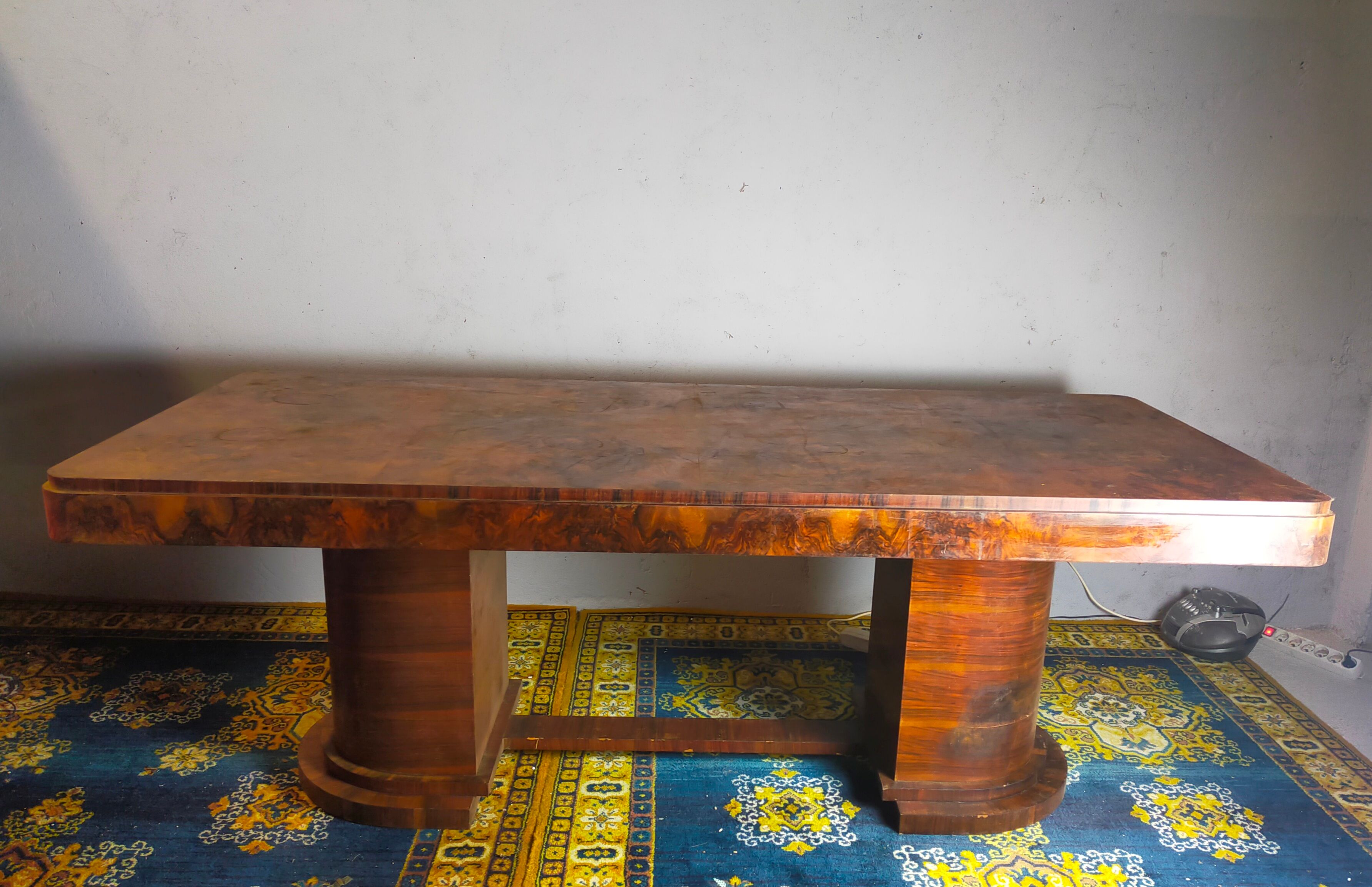 Art deco period table in walnut bramble