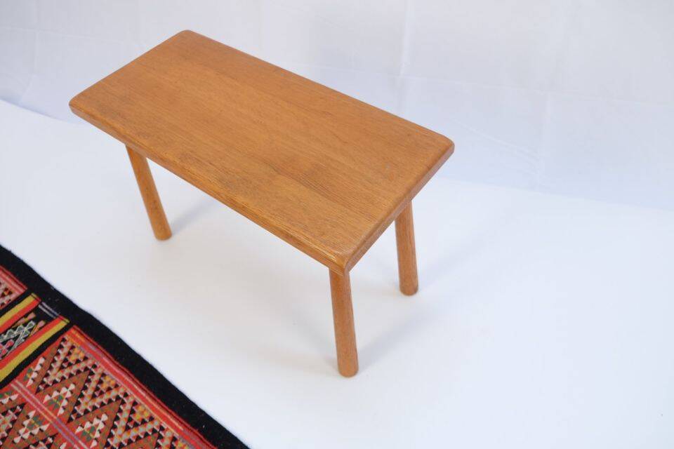 Stool/side table in 60s/70s style, oak, retro vintage