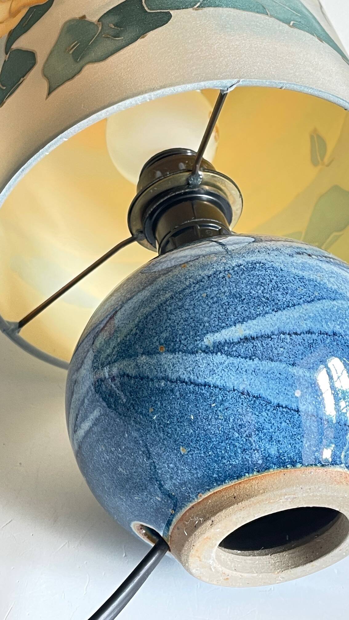 Vintage ceramic and silk ball lamp
