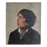 Oil on canvas portrait of a young man in profile, quality, late 19th century