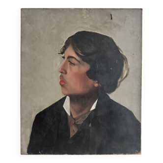 Oil on canvas portrait of a young man in profile, quality, late 19th century