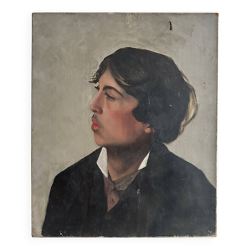 Oil on canvas portrait of a young man in profile, quality, late 19th century