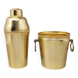 1960s Gorgeous Cocktail Shaker With Ice Bucket in Aluminium. Made in Italy
