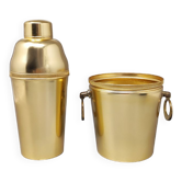 1960s Gorgeous Cocktail Shaker With Ice Bucket in Aluminium. Made in Italy