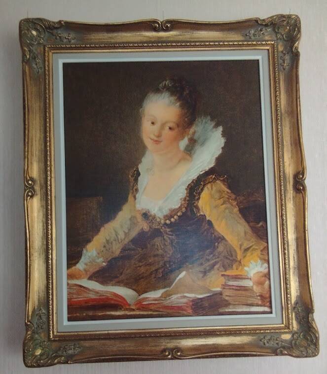 Oil on canvas painting by Jean Honoré Fragonard "Reading"