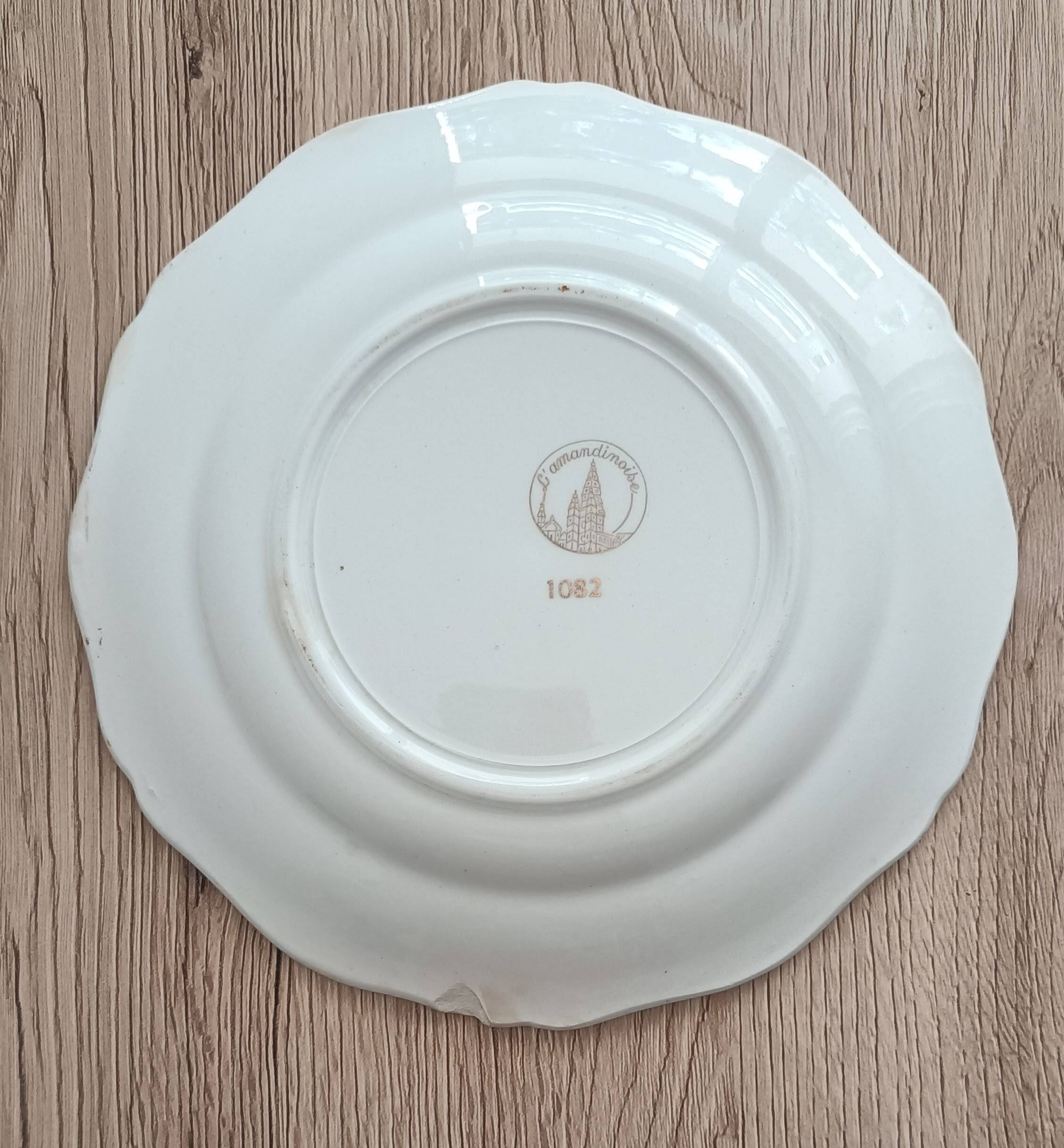 Set of flat dessert service and 6 plates l'Amandinoise St-Amand