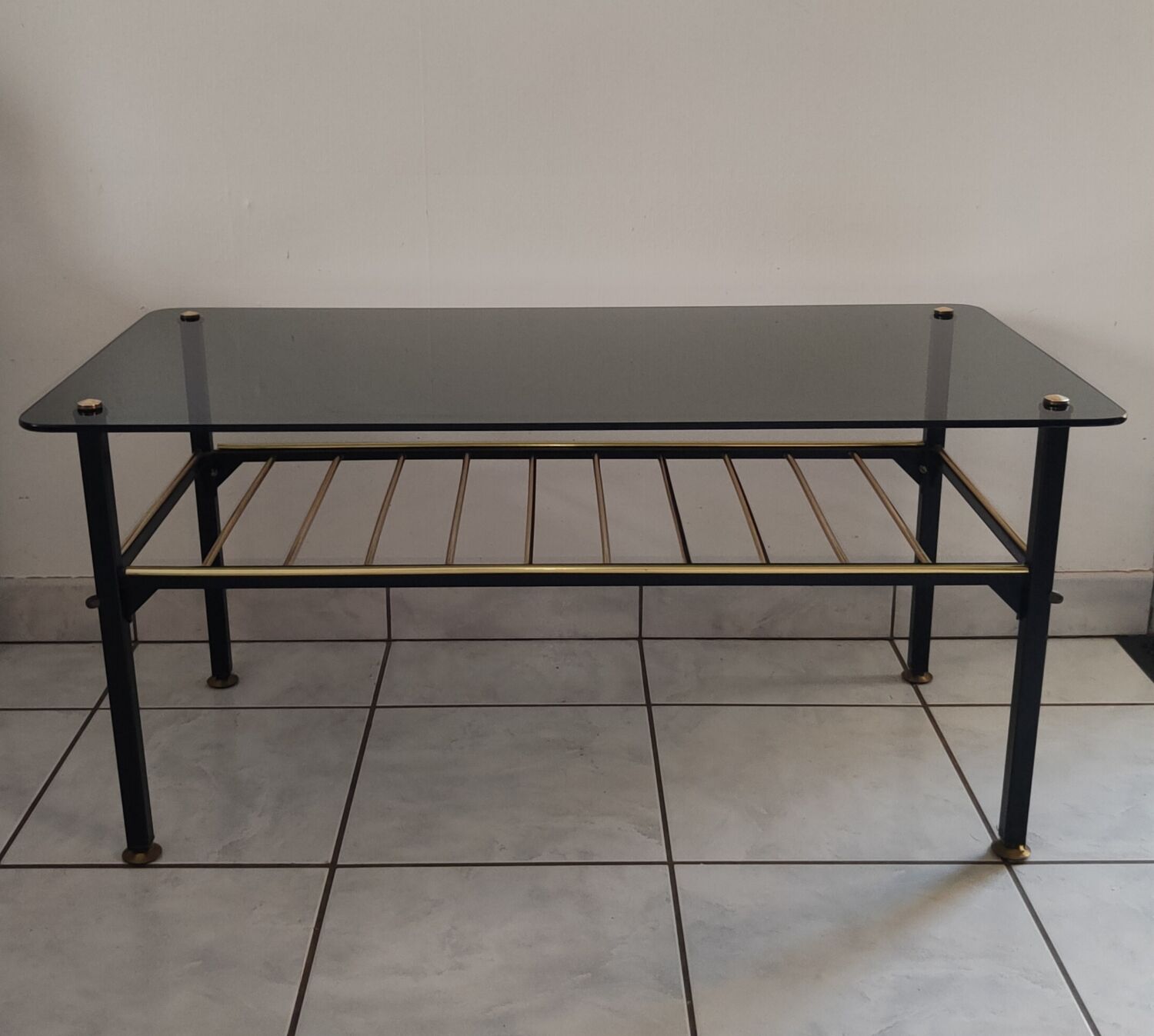 Vintage coffee table 1970 smoked glass