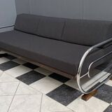 Bauhaus chrome and black daybed / sofa by Hynek Gottwald