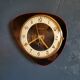Vintage formica clock silent asymmetrical wall clock "Ajas Besançon black red"