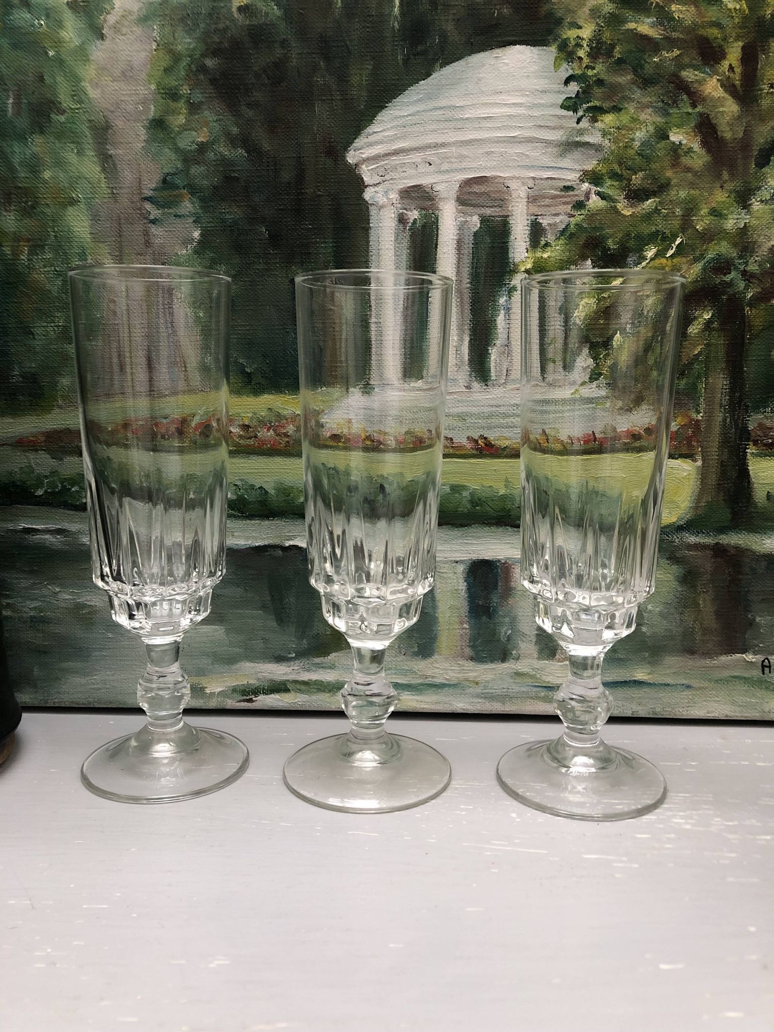 Set of 6 lance model champagne flutes, design made in France from the 1970s.