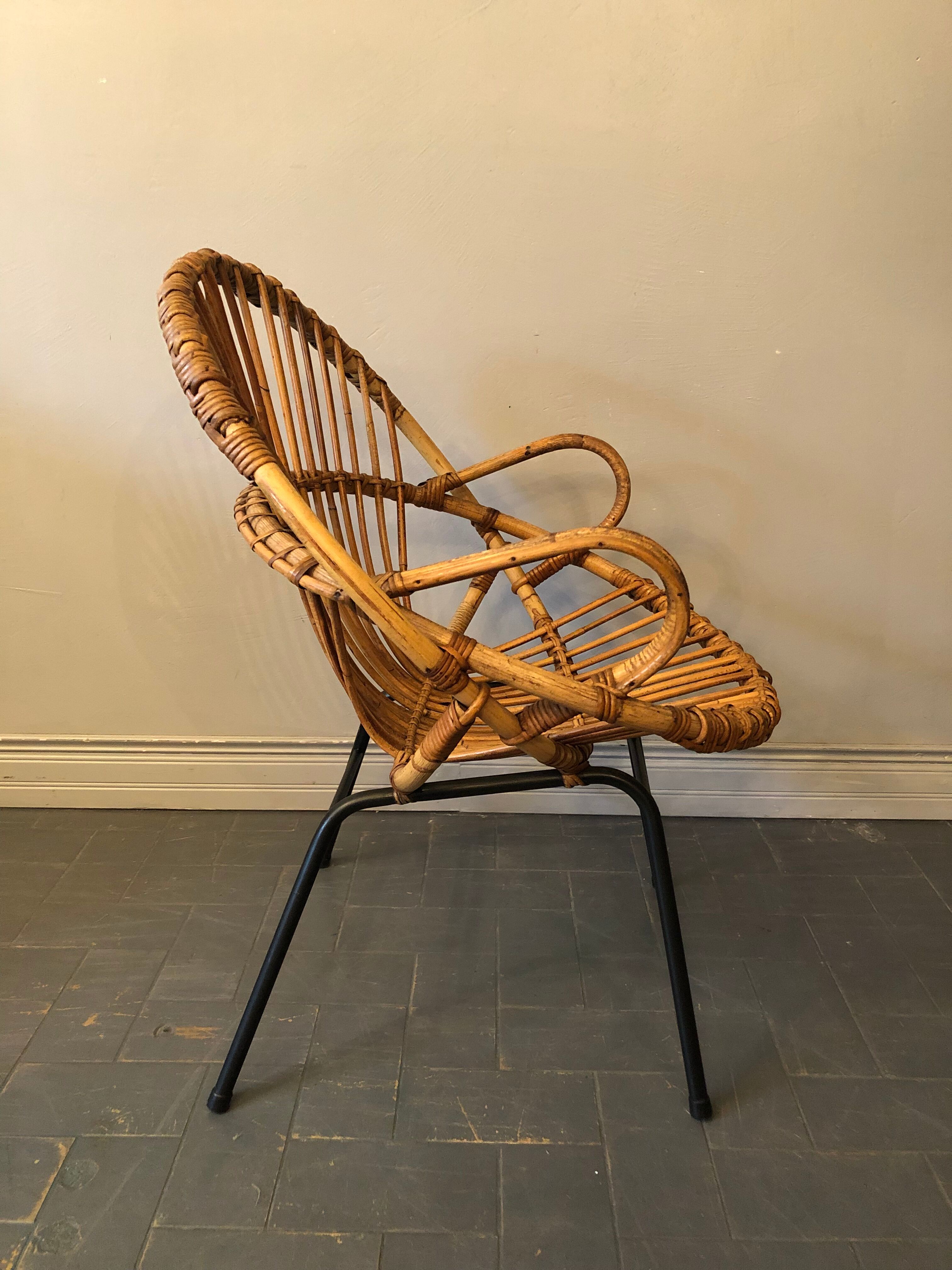 Rattan armchair 50s