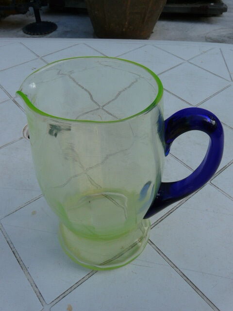 Old uraline blown glass pitcher late nineteenth