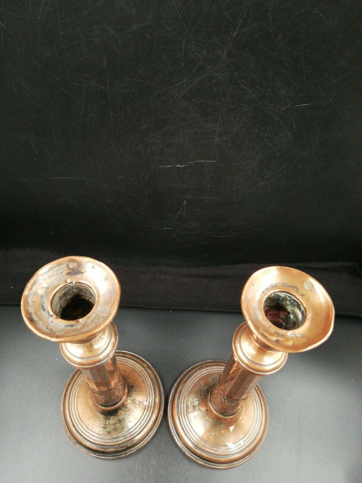 Couple of copper candlestick empire style